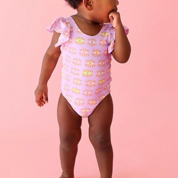 Posh Peanut evil eye baby girl purple one piece bathing suit - Picture 3 of 9